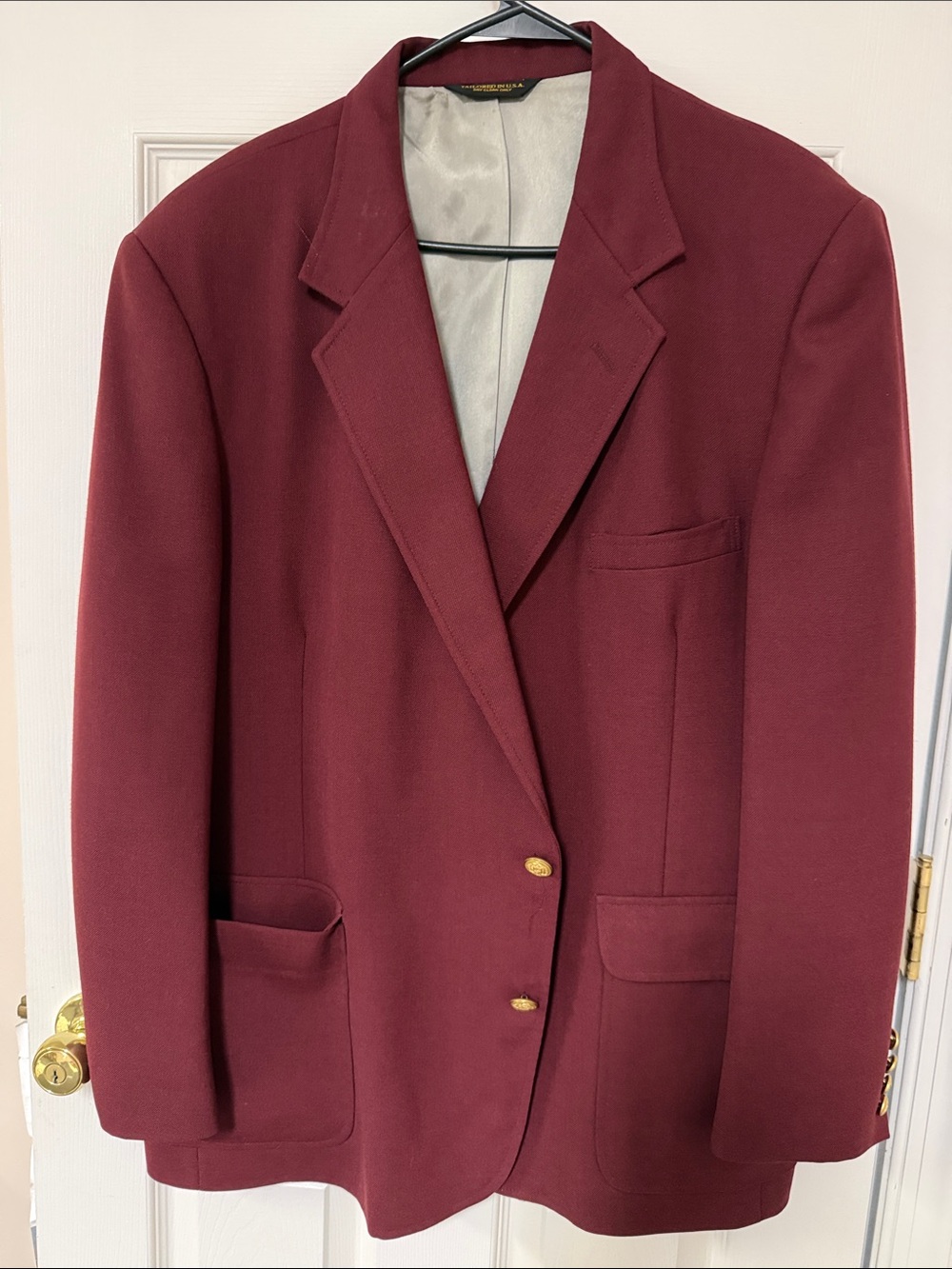 Classic Burgundy Blazer with Gold Buttons